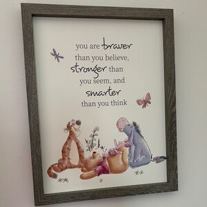 Inspirational Winnie the Pooh Wall Art - Gray Frame